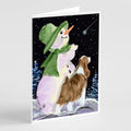Snowman with English Springer Spaniel Greeting Cards Pack of 8 Blank Cards with Envelopes Whimsical A7 Size 5x7