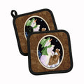 Snowman with English Springer Spaniel Pot Holder Set of 2 Heat Resistant Quilted Hot Pads 7.5 x 7.5 Inch, Insulated Kitchen Trivets for Cooking & Baking