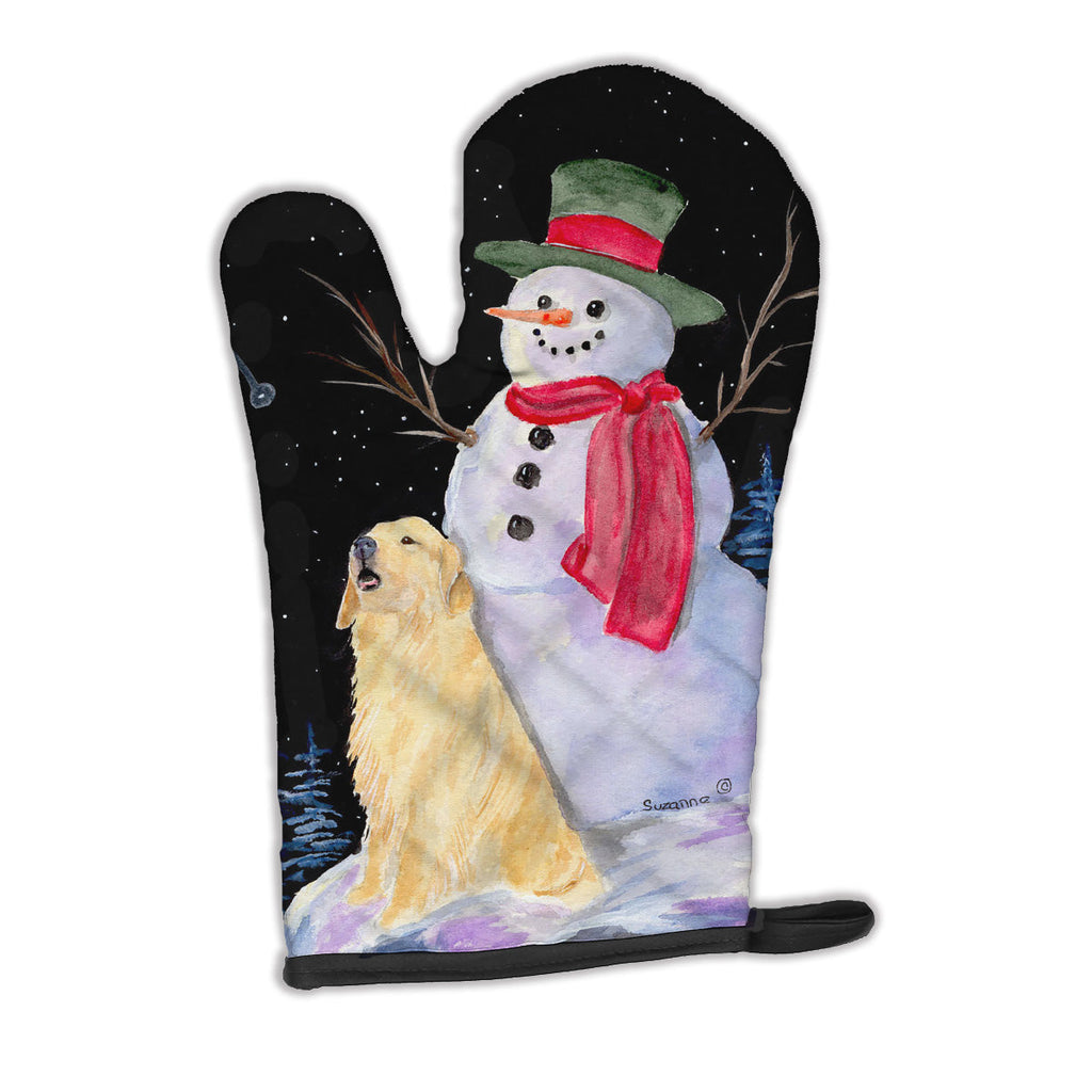 Snowman with Golden Retriever Oven Mitt Heat Resistant Thick Oven Mitt for Hot Pans and Oven, Kitchen Mitt Protect Hands, Cooking Baking Glove