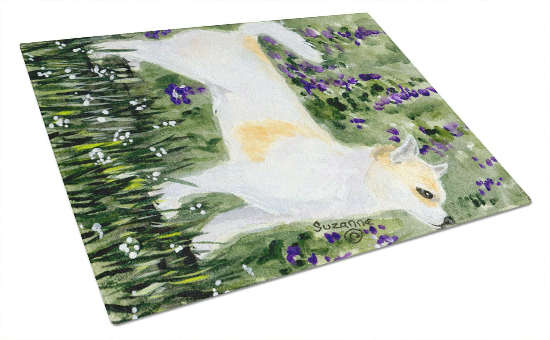 Chihuahua Cutting Board Tempered Glass Kitchen Cutting Surface, Heat Resistant Chopping, Non-Slip Feet, Food Prep & Serving