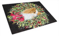 Christmas Wreath Papillon Cutting Board Tempered Glass Kitchen Cutting Surface, Heat Resistant Chopping, Non-Slip Feet, Food Prep & Serving