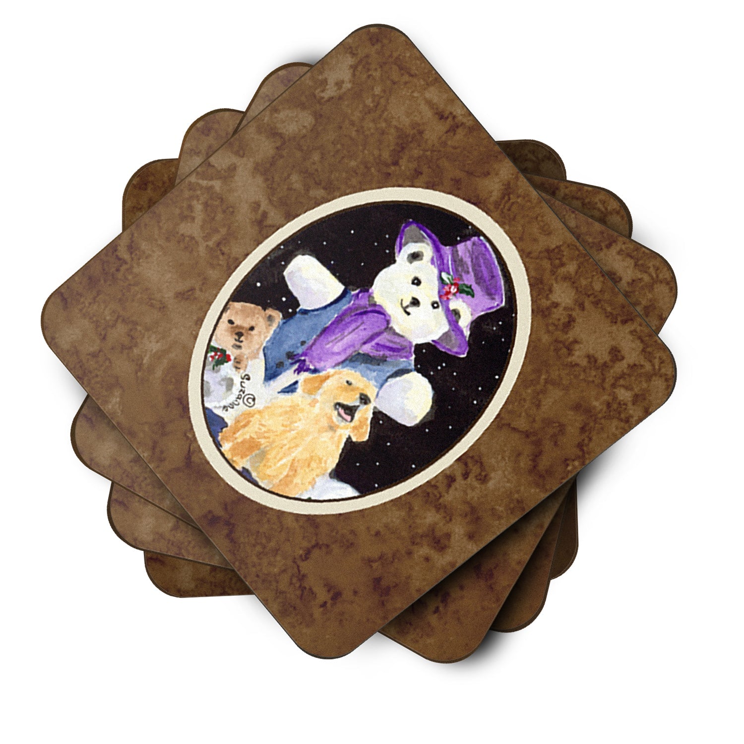 Golden Retriever Foam Coasters Set of 4 Cup Coasters for Indoor Outdoor, Tabletop Protection, Anti Slip, Mouse pad Material