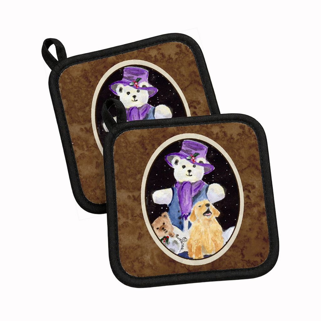 Golden Retriever Pot Holder Set of 2 Heat Resistant Quilted Hot Pads 7.5 x 7.5 Inch, Insulated Kitchen Trivets for Cooking & Baking