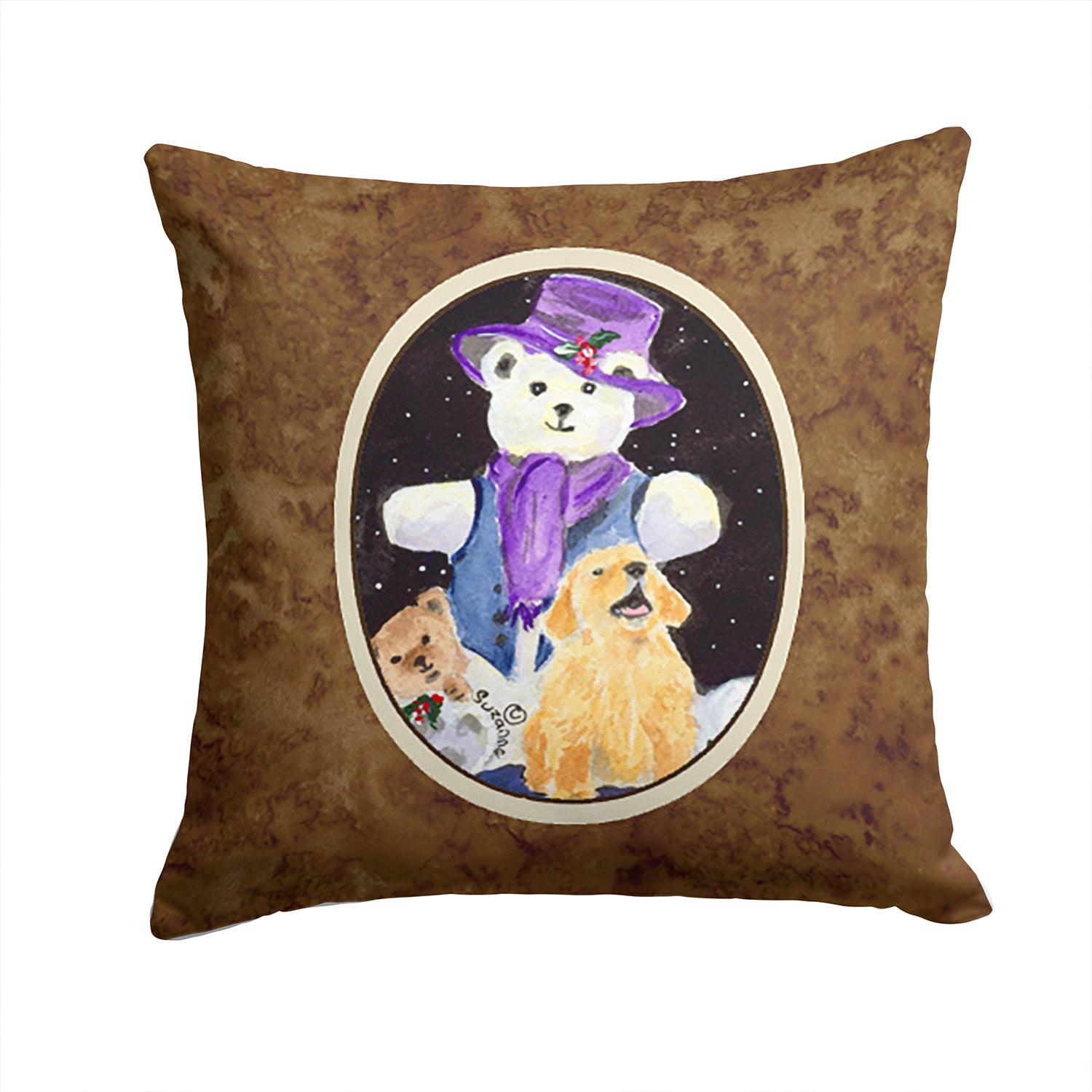 Golden Retriever Decorative Throw Pillow 14x14 Indoor Outdoor Accent Cushion, Fabric Cover with Insert for Sofa, Bed, Porch & Living Room