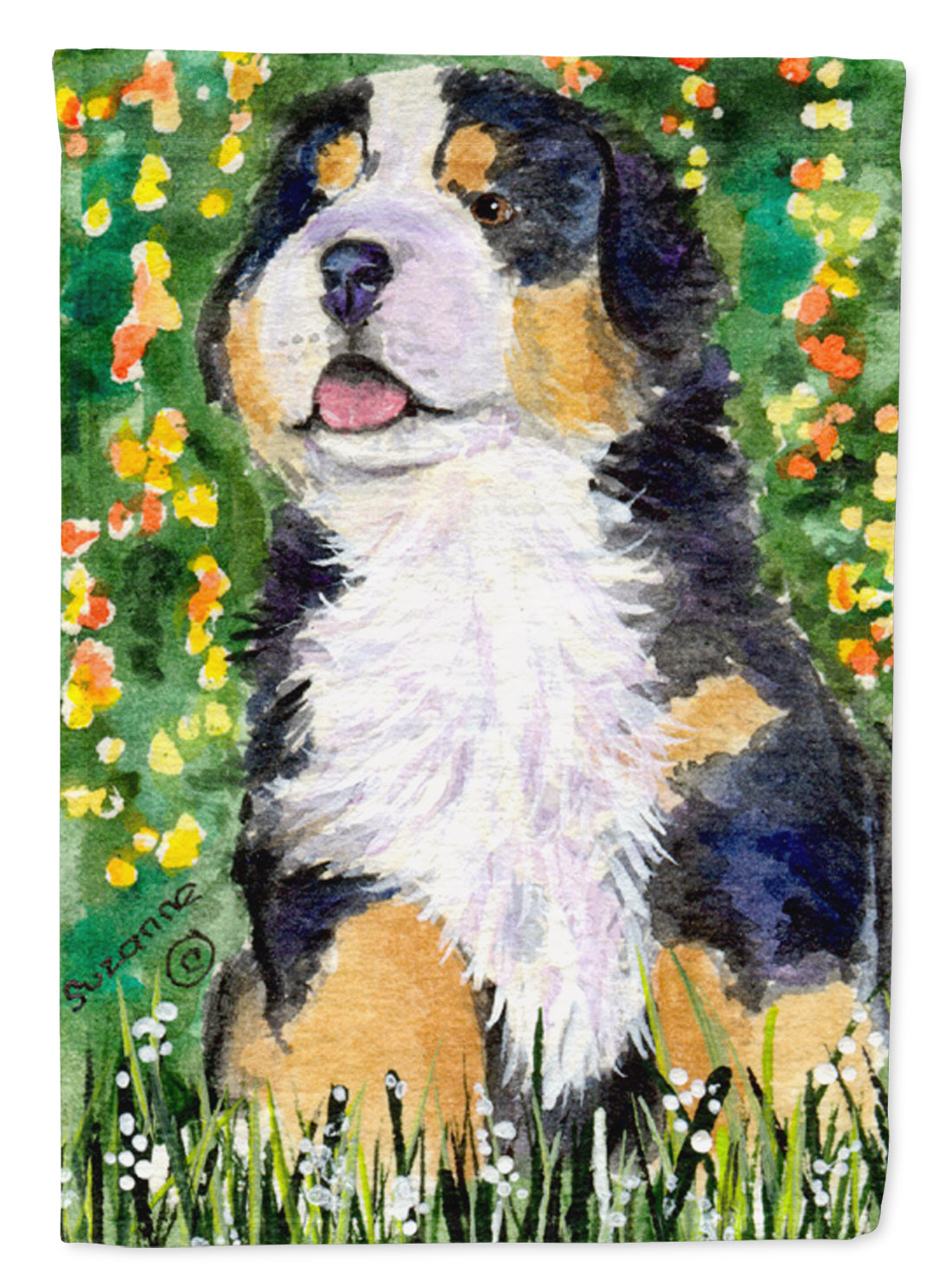 Bernese Mountain Dog House Flag 28x40 Porch Sleeve Pole Decorative Outside Yard Banner Artwork Wall Hanging, Polyester
