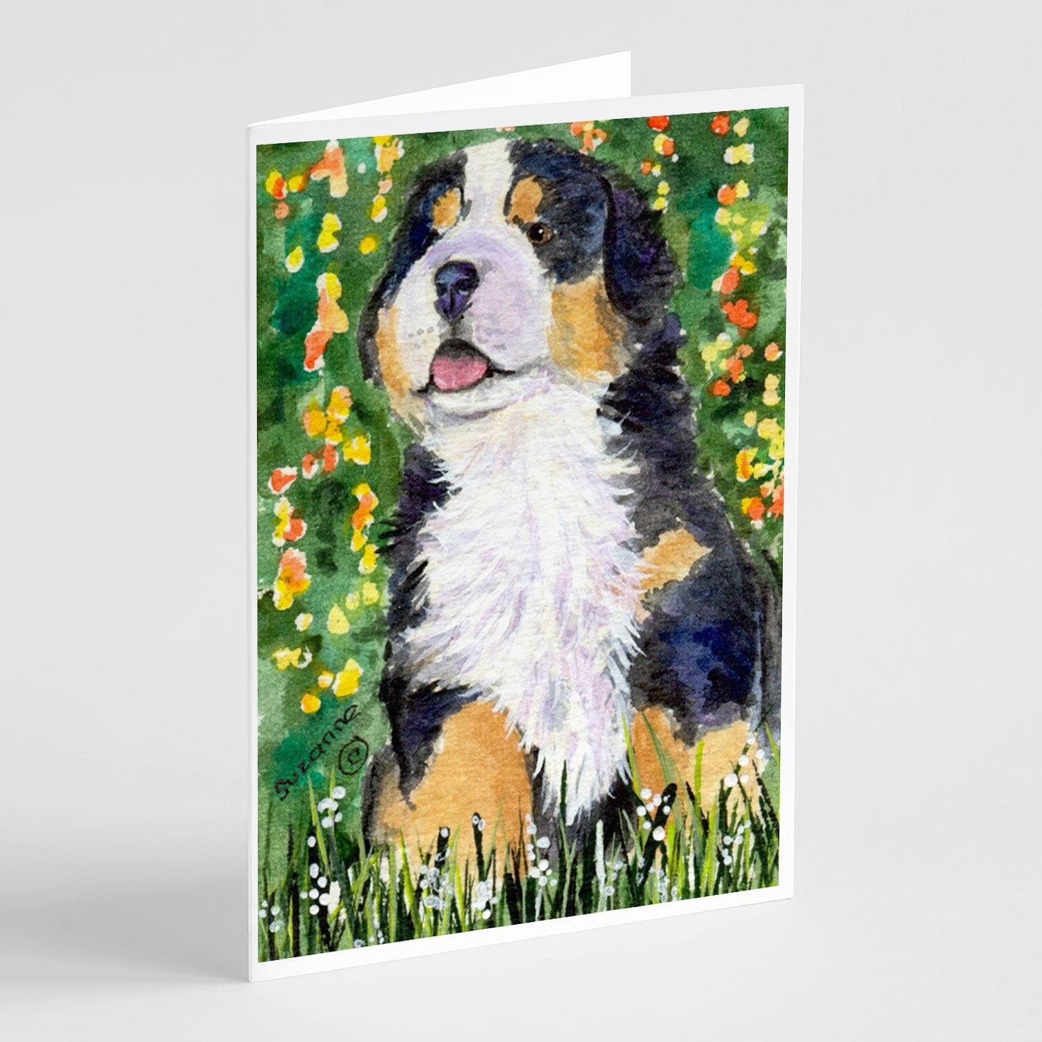 Bernese Mountain Dog Greeting Cards Pack of 8 Blank Cards with Envelopes Whimsical A7 Size 5x7
