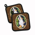 Bernese Mountain Dog Pot Holder Set of 2 Heat Resistant Quilted Hot Pads 7.5 x 7.5 Inch, Insulated Kitchen Trivets for Cooking & Baking
