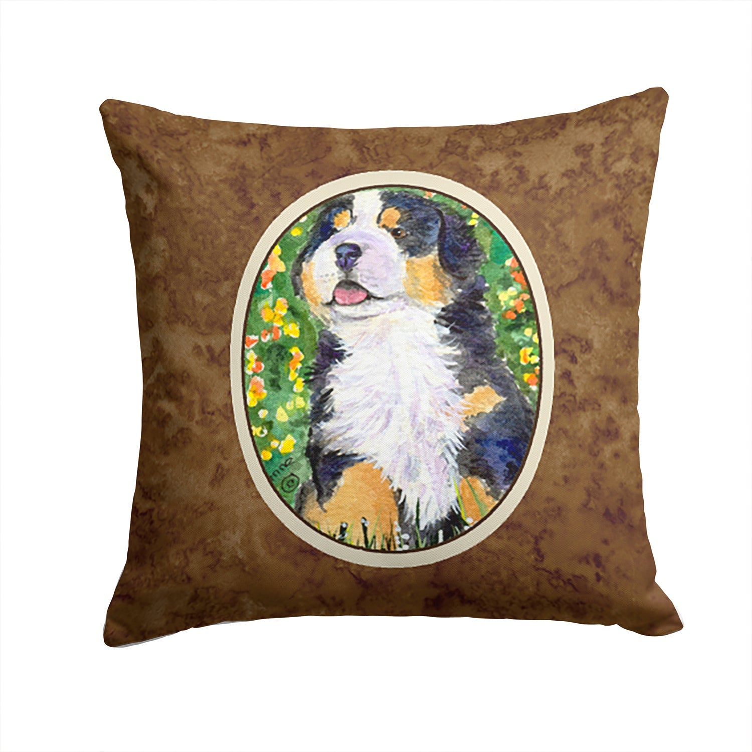 Bernese Mountain Dog Decorative Throw Pillow 14x14 Indoor Outdoor Accent Cushion, Fabric Cover with Insert for Sofa, Bed, Porch & Living Room