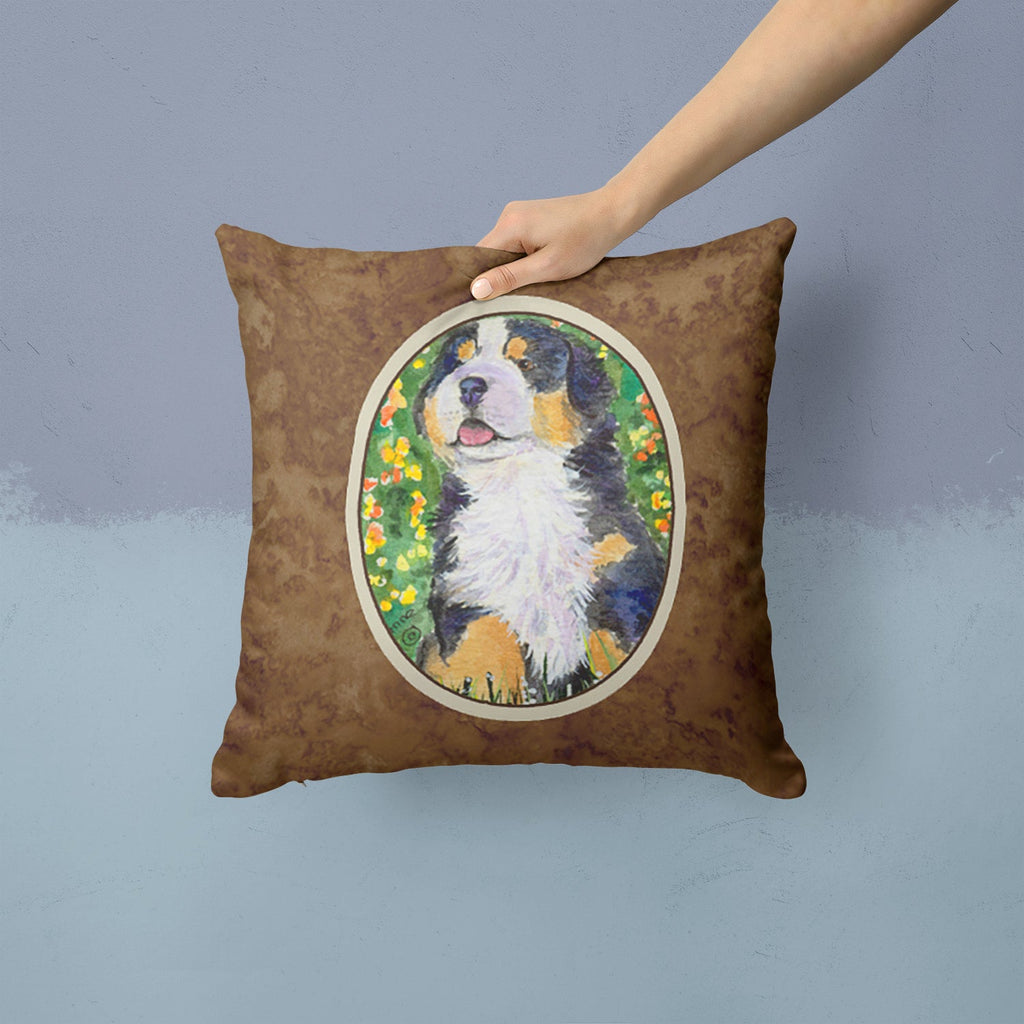 Bernese Mountain Dog Decorative Throw Pillow 14x14 Indoor Outdoor Accent Cushion, Fabric Cover with Insert for Sofa, Bed, Porch & Living Room