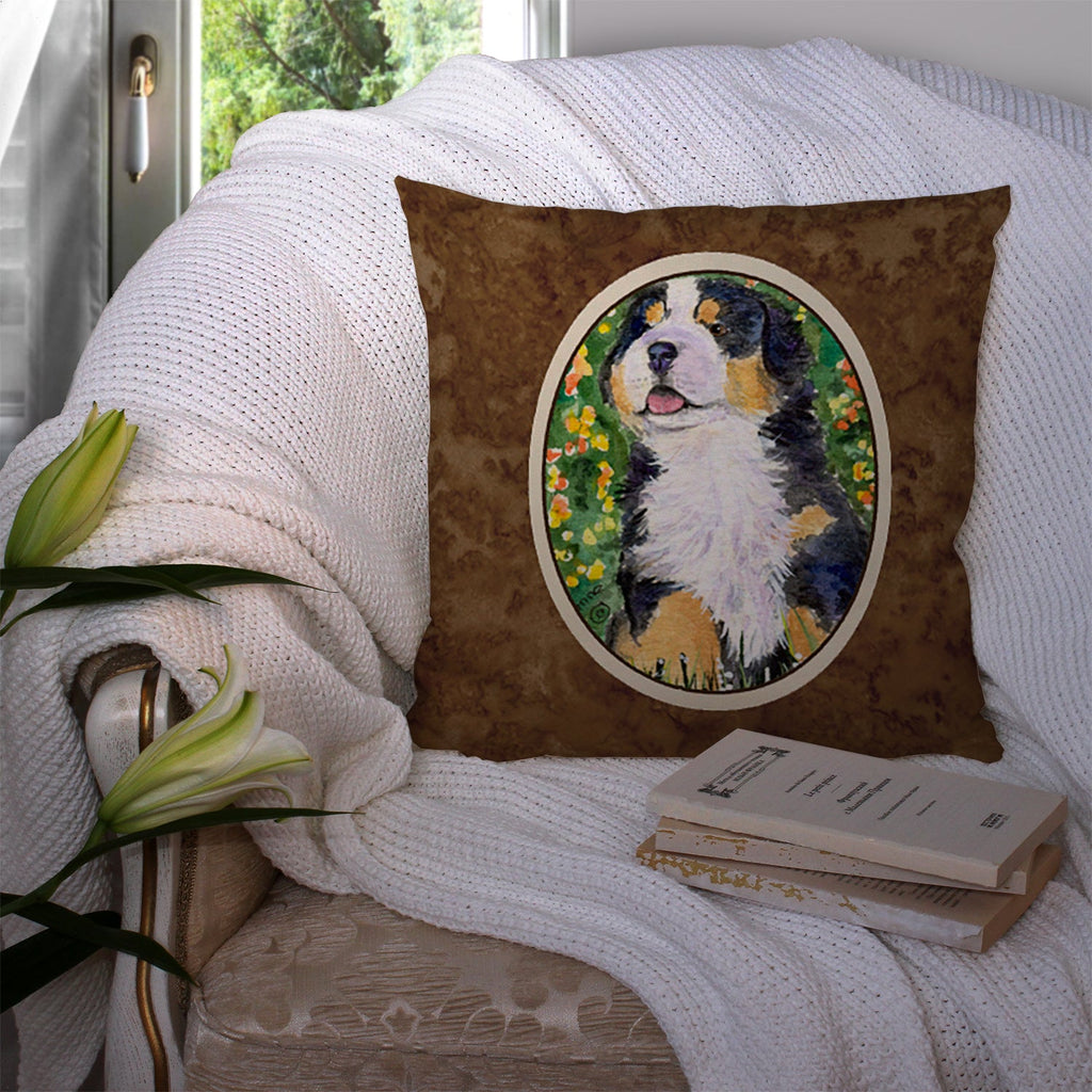 Bernese Mountain Dog Decorative Throw Pillow 14x14 Indoor Outdoor Accent Cushion, Fabric Cover with Insert for Sofa, Bed, Porch & Living Room