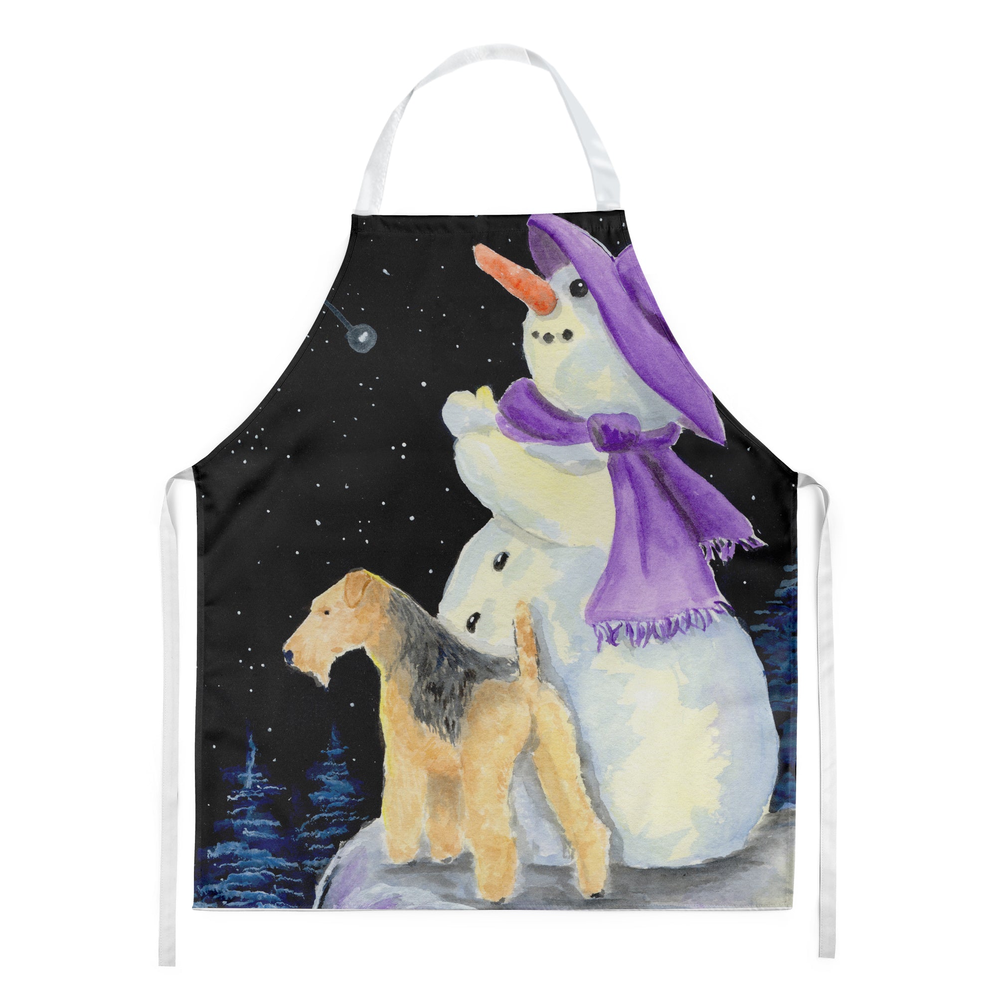 Snowman with Lakeland Terrier Apron Cooking Kitchen Server Baking Crafts Gardening for Adult Women Men, Unisex, Large, Multicolor