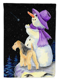Snowman with Lakeland Terrier House Flag 28x40 Porch Sleeve Pole Decorative Outside Yard Banner Artwork Wall Hanging, Polyester