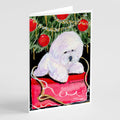 Christmas Tree with  Bichon Frise Greeting Cards Pack of 8 Blank Cards with Envelopes Whimsical A7 Size 5x7
