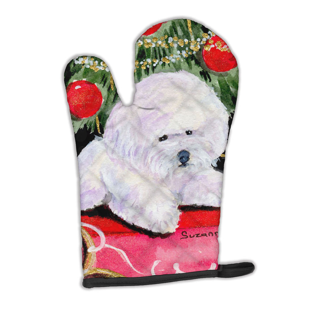 Christmas Tree with  Bichon Frise Oven Mitt Heat Resistant Thick Oven Mitt for Hot Pans and Oven, Kitchen Mitt Protect Hands, Cooking Baking Glove