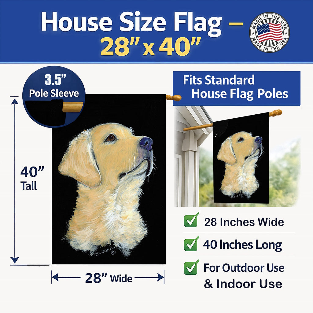 Golden Retriever House Flag 28x40 Porch Sleeve Pole Decorative Outside Yard Banner Artwork Wall Hanging, Polyester