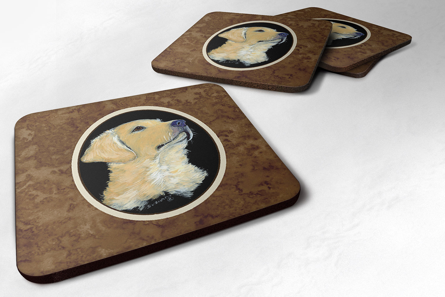 Golden Retriever Foam Coasters Set of 4 Cup Coasters for Indoor Outdoor, Tabletop Protection, Anti Slip, Mouse pad Material