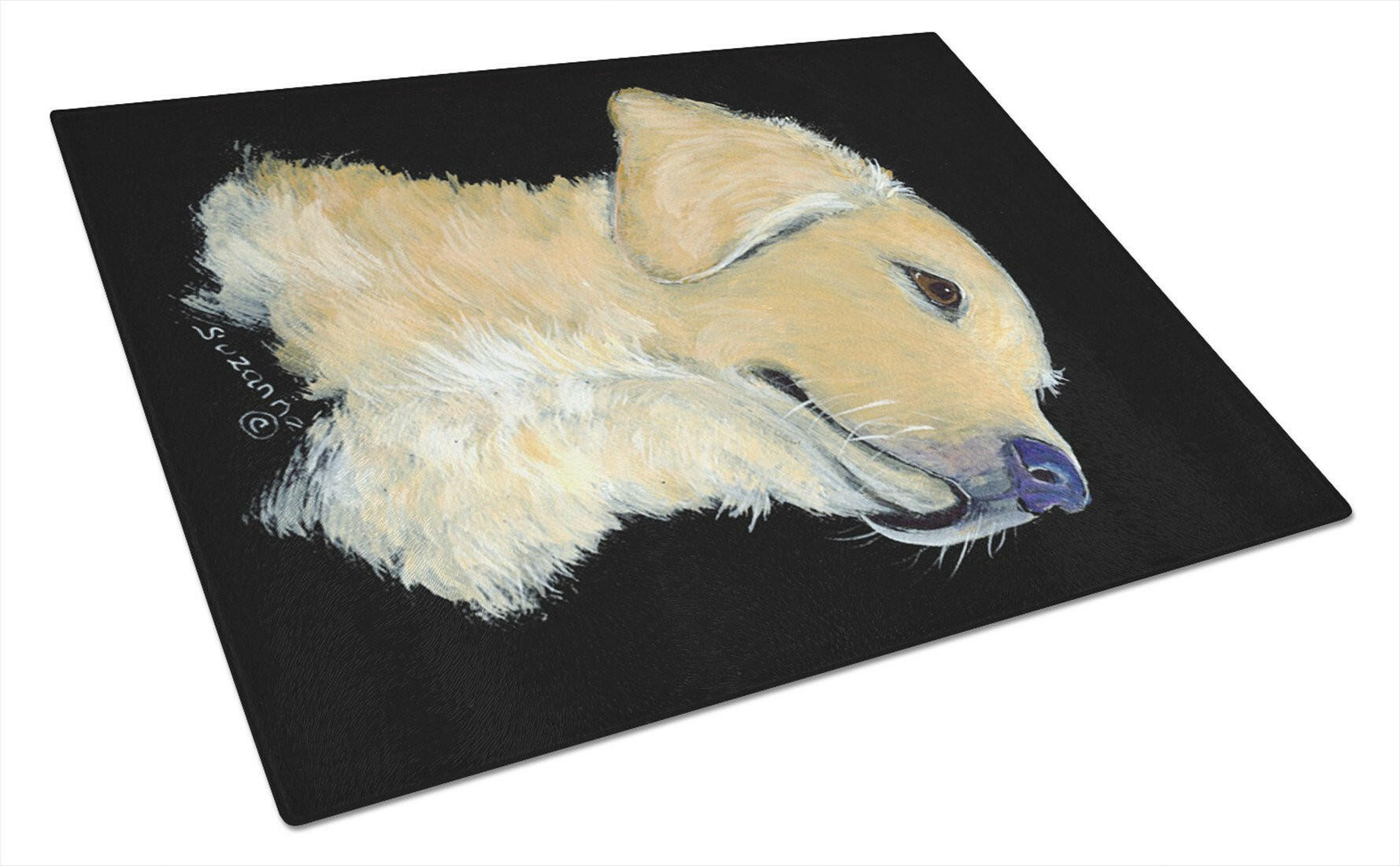 Golden Retriever Cutting Board Tempered Glass Kitchen Cutting Surface, Heat Resistant Chopping, Non-Slip Feet, Food Prep & Serving