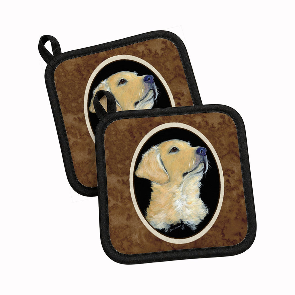 Golden Retriever Pot Holder Set of 2 Heat Resistant Quilted Hot Pads 7.5 x 7.5 Inch, Insulated Kitchen Trivets for Cooking & Baking