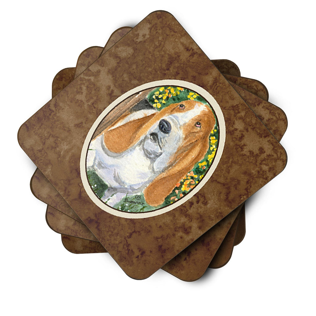 Basset Hound Foam Coasters Set of 4 Cup Coasters for Indoor Outdoor, Tabletop Protection, Anti Slip, Mouse pad Material