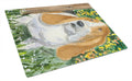 Basset Hound Cutting Board Tempered Glass Kitchen Cutting Surface, Heat Resistant Chopping, Non-Slip Feet, Food Prep & Serving