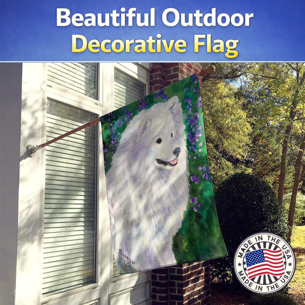 American Eskimo House Flag 28x40 Porch Sleeve Pole Decorative Outside Yard Banner Artwork Wall Hanging, Polyester