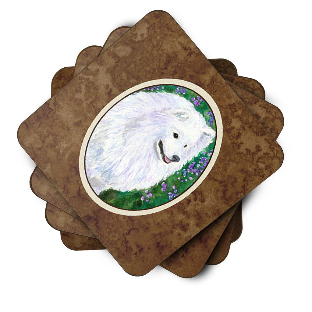 American Eskimo Foam Coasters Set of 4 Cup Coasters for Indoor Outdoor, Tabletop Protection, Anti Slip, Mouse pad Material