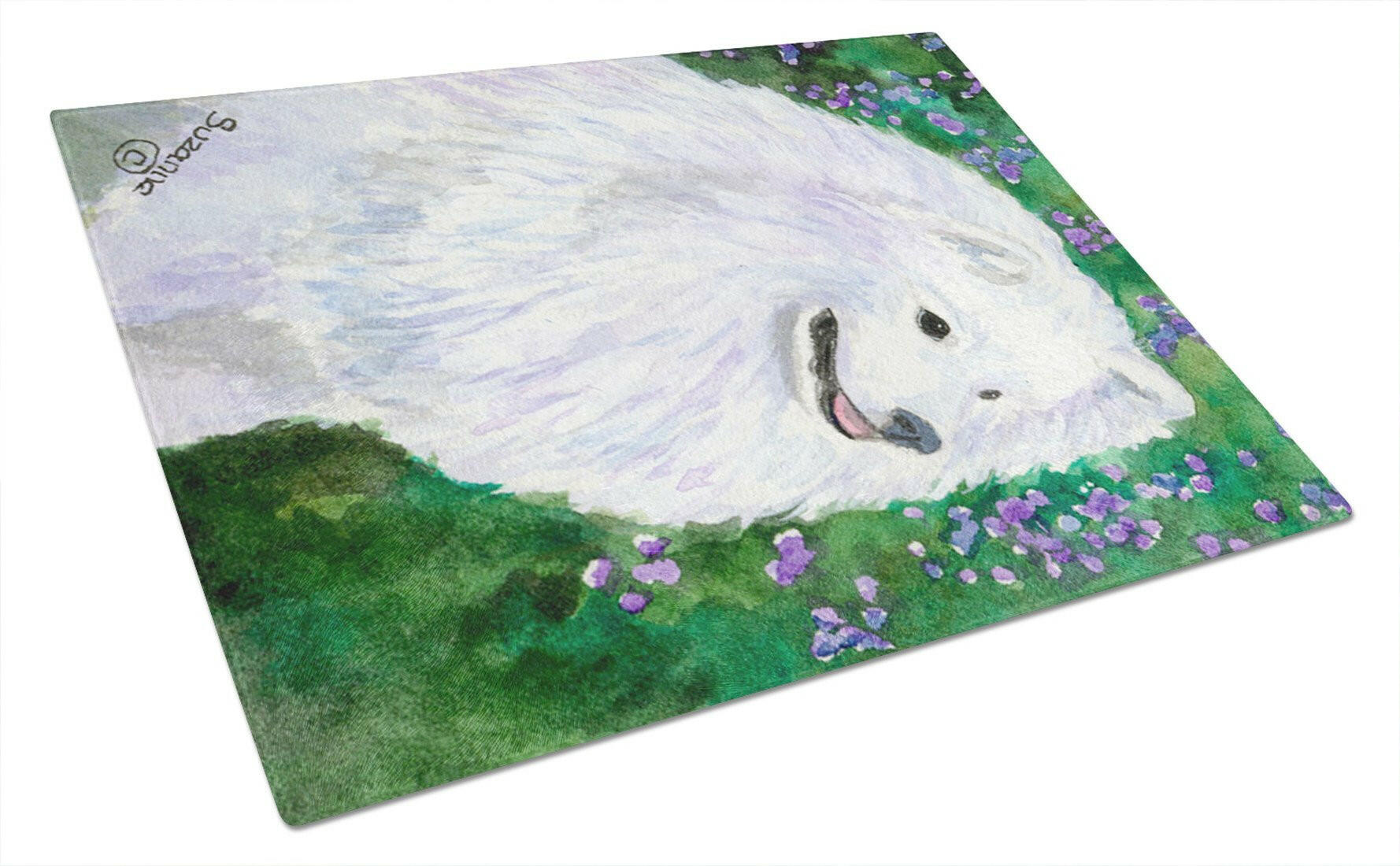 American Eskimo Cutting Board Tempered Glass Kitchen Cutting Surface, Heat Resistant Chopping, Non-Slip Feet, Food Prep & Serving