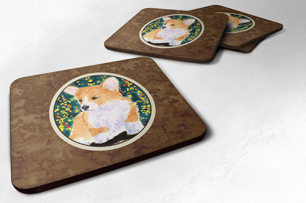 Corgi Foam Coasters Set of 4 Cup Coasters for Indoor Outdoor, Tabletop Protection, Anti Slip, Mouse pad Material