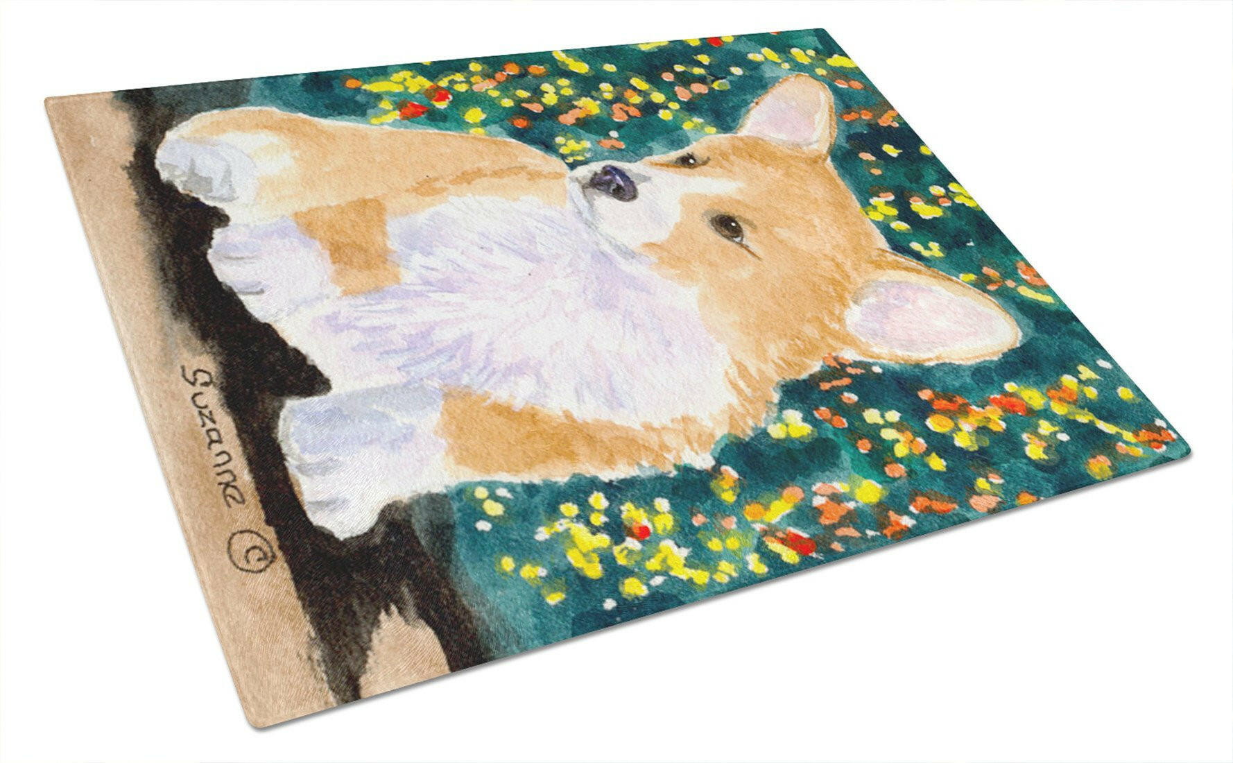 Corgi Cutting Board Tempered Glass Kitchen Cutting Surface, Heat Resistant Chopping, Non-Slip Feet, Food Prep & Serving