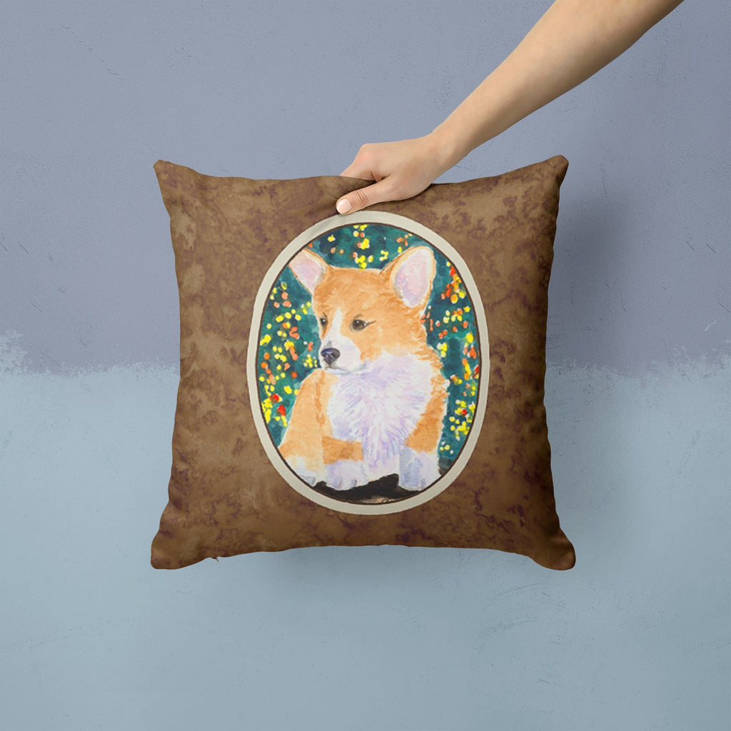 Corgi Decorative Throw Pillow 14x14 Indoor Outdoor Accent Cushion, Fabric Cover with Insert for Sofa, Bed, Porch & Living Room