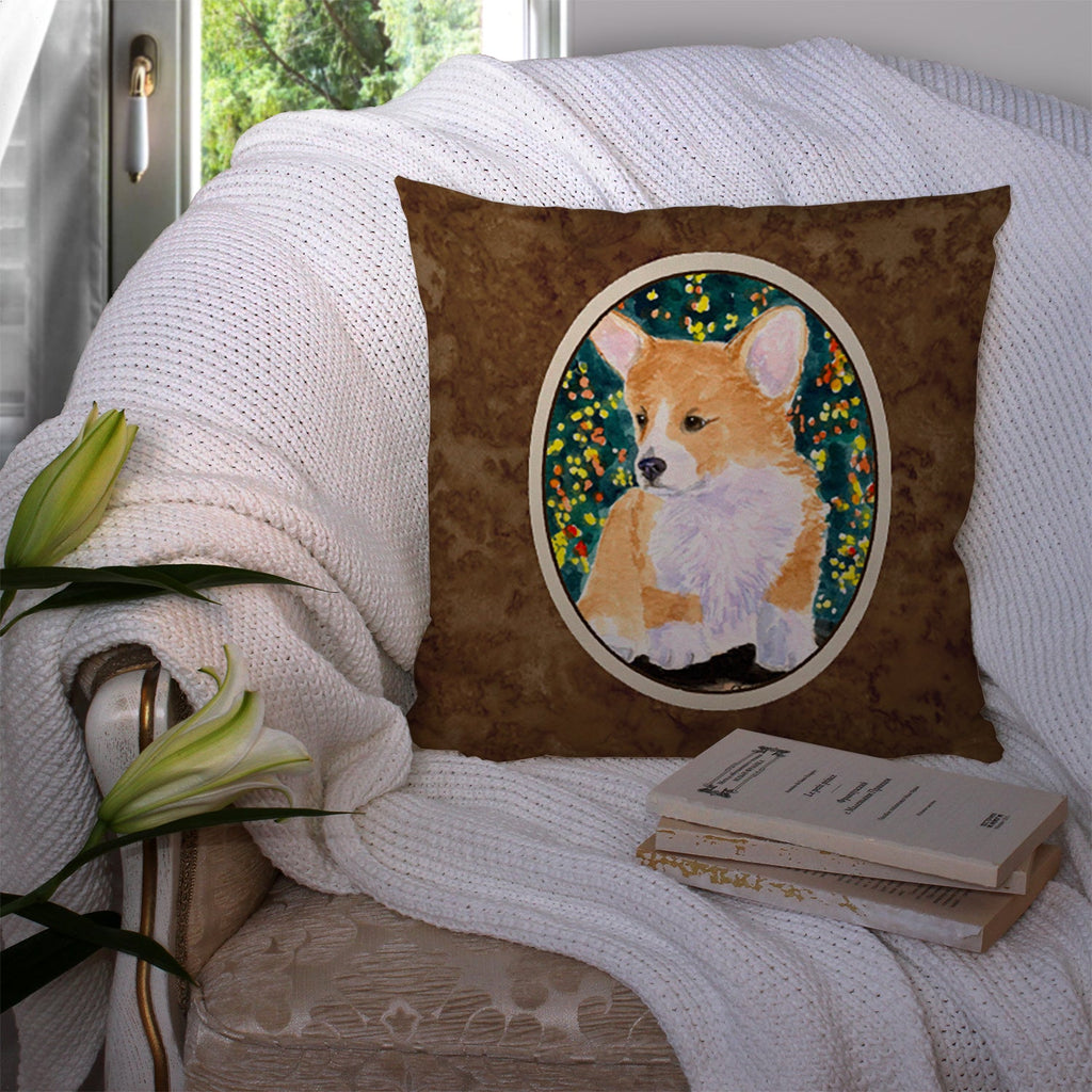 Corgi Decorative Throw Pillow 14x14 Indoor Outdoor Accent Cushion, Fabric Cover with Insert for Sofa, Bed, Porch & Living Room