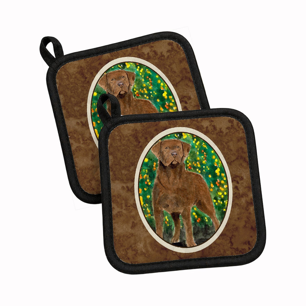 Chesapeake Bay Retriever Pot Holder Set of 2 Heat Resistant Quilted Hot Pads 7.5 x 7.5 Inch, Insulated Kitchen Trivets for Cooking & Baking