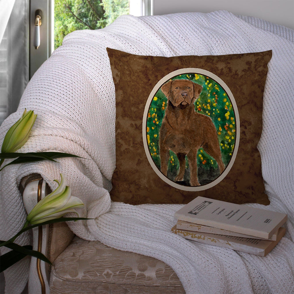 Chesapeake Bay Retriever Decorative Throw Pillow 14x14 Indoor Outdoor Accent Cushion, Fabric Cover with Insert for Sofa, Bed, Porch & Living Room