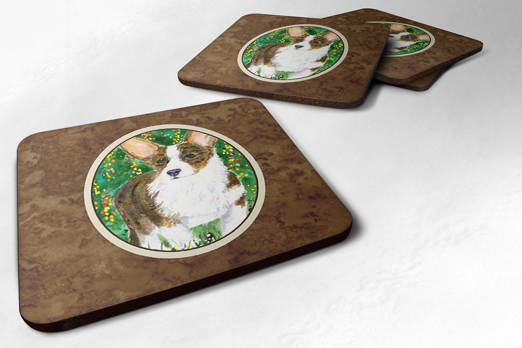 Corgi Foam Coasters Set of 4 Cup Coasters for Indoor Outdoor, Tabletop Protection, Anti Slip, Mouse pad Material