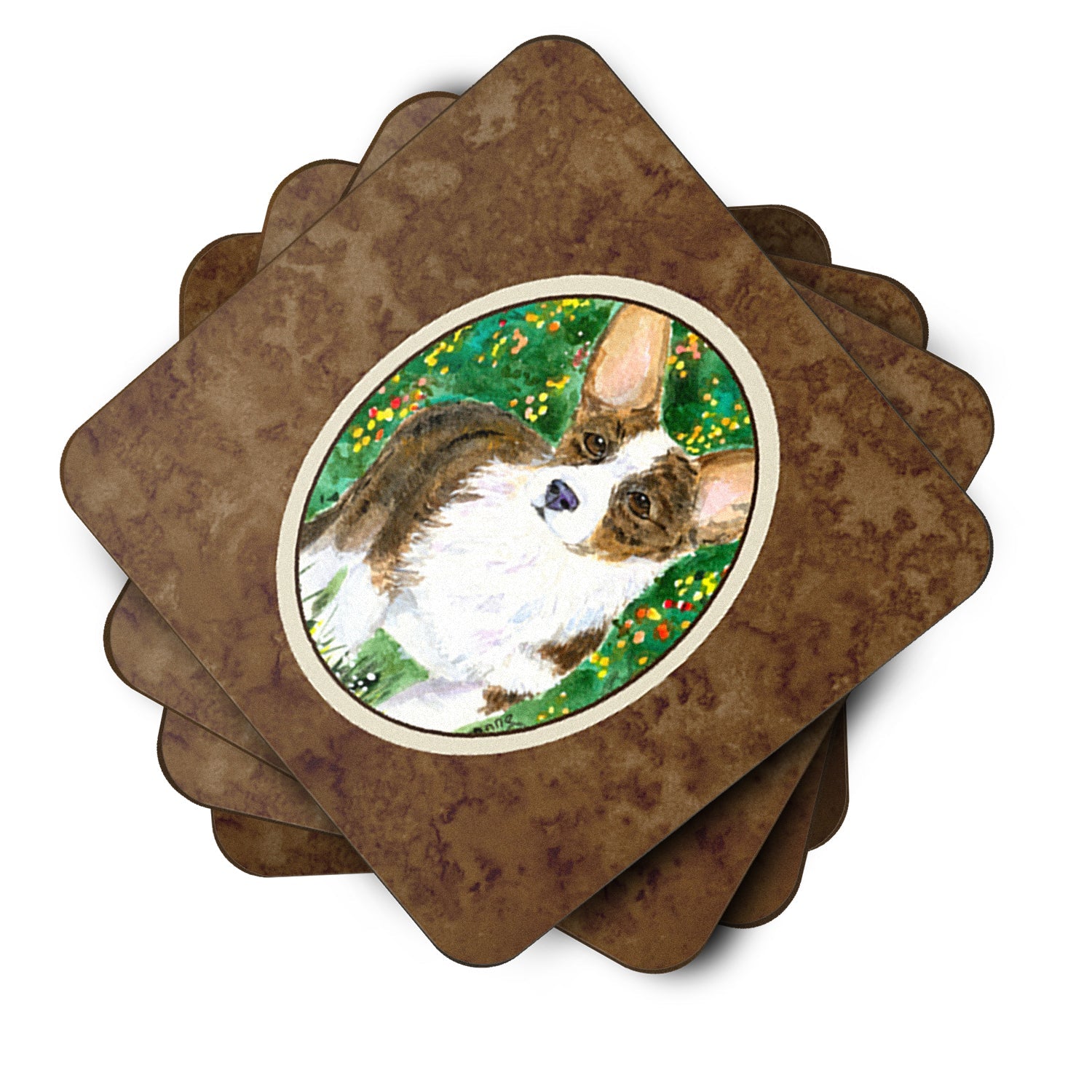 Corgi Foam Coasters Set of 4 Cup Coasters for Indoor Outdoor, Tabletop Protection, Anti Slip, Mouse pad Material