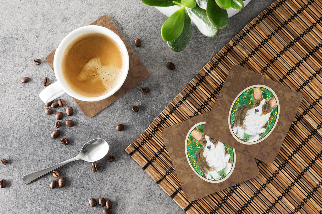 Corgi Foam Coasters Set of 4 Cup Coasters for Indoor Outdoor, Tabletop Protection, Anti Slip, Mouse pad Material