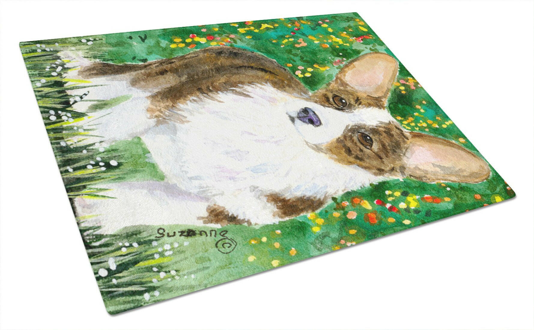 Corgi Cutting Board Tempered Glass Kitchen Cutting Surface, Heat Resistant Chopping, Non-Slip Feet, Food Prep & Serving