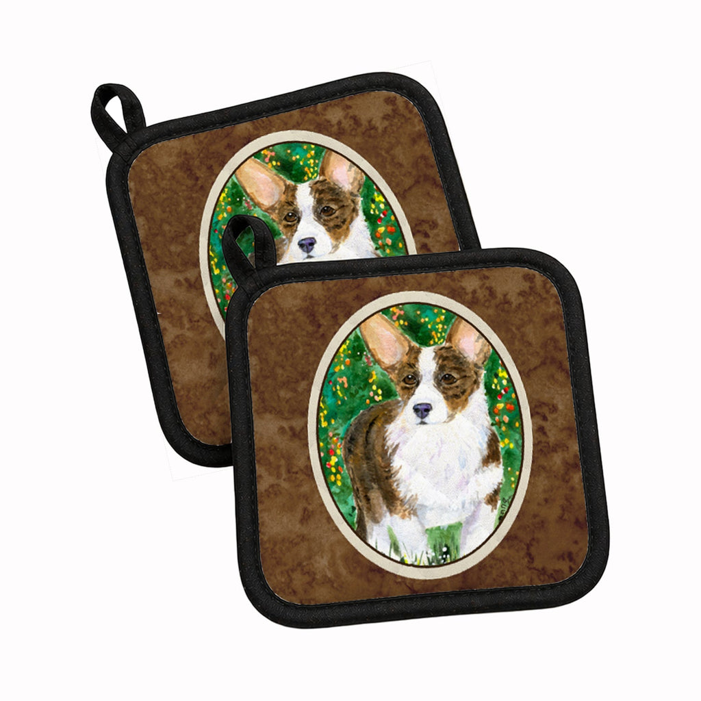 Corgi Pot Holder Set of 2 Heat Resistant Quilted Hot Pads 7.5 x 7.5 Inch, Insulated Kitchen Trivets for Cooking & Baking