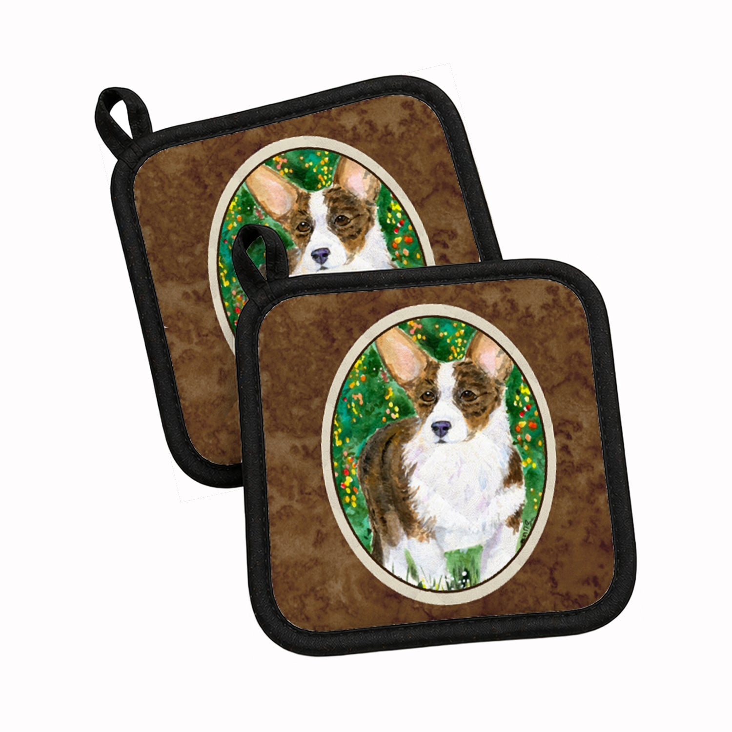 Corgi Pot Holder Set of 2 Heat Resistant Quilted Hot Pads 7.5 x 7.5 Inch, Insulated Kitchen Trivets for Cooking & Baking