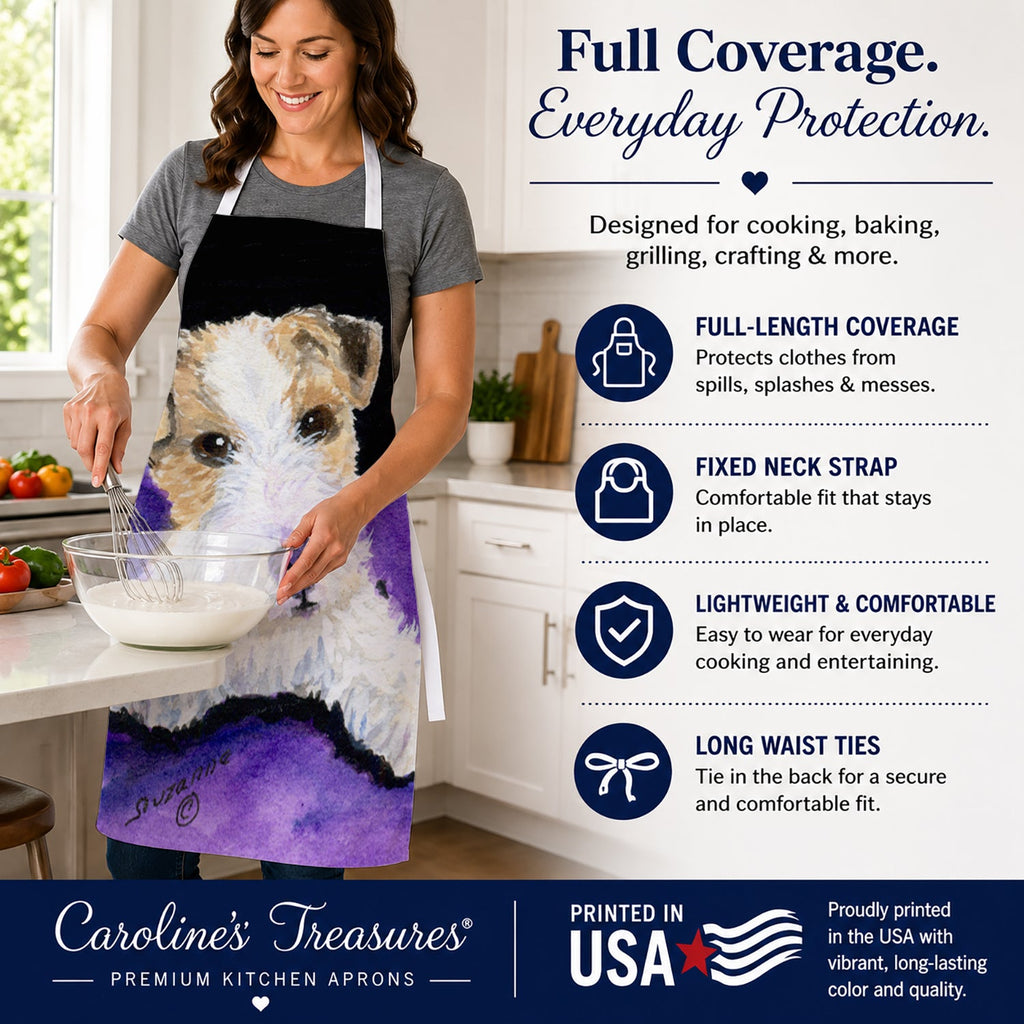 Fox Terrier Apron Cooking Kitchen Server Baking Crafts Gardening for Adult Women Men, Unisex, Large, Multicolor