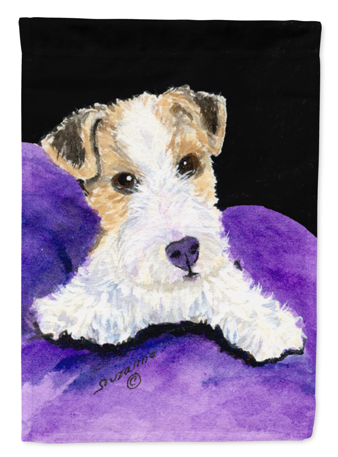 Fox Terrier House Flag 28x40 Porch Sleeve Pole Decorative Outside Yard Banner Artwork Wall Hanging, Polyester