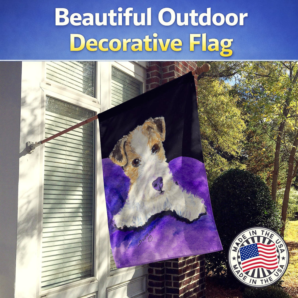 Fox Terrier House Flag 28x40 Porch Sleeve Pole Decorative Outside Yard Banner Artwork Wall Hanging, Polyester