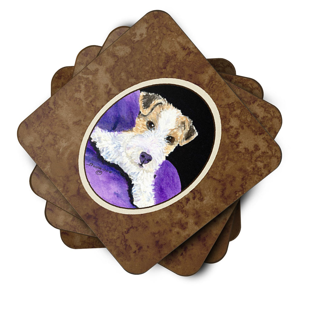 Fox Terrier Foam Coasters Set of 4 Cup Coasters for Indoor Outdoor, Tabletop Protection, Anti Slip, Mouse pad Material