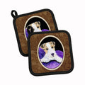 Fox Terrier Pot Holder Set of 2 Heat Resistant Quilted Hot Pads 7.5 x 7.5 Inch, Insulated Kitchen Trivets for Cooking & Baking
