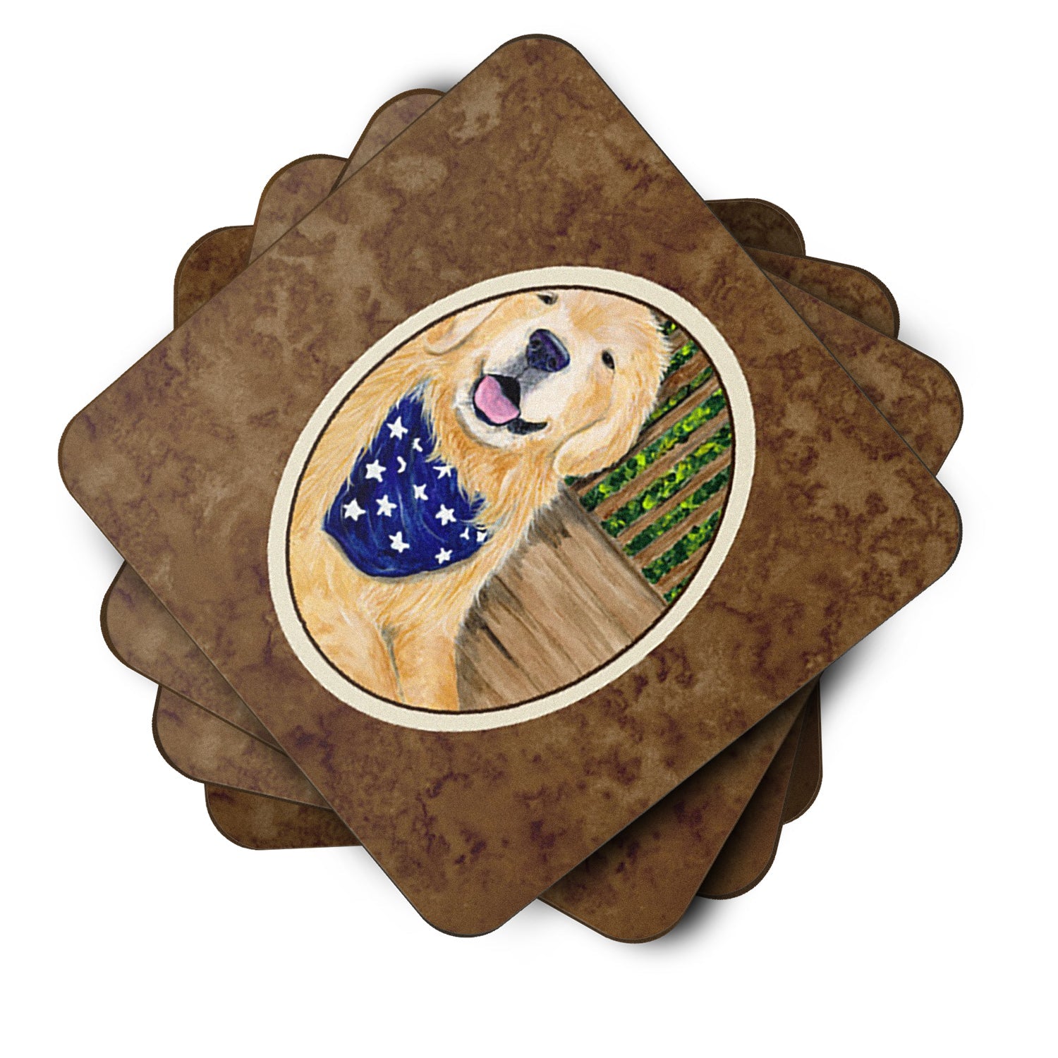 Golden Retriever Foam Coasters Set of 4 Cup Coasters for Indoor Outdoor, Tabletop Protection, Anti Slip, Mouse pad Material