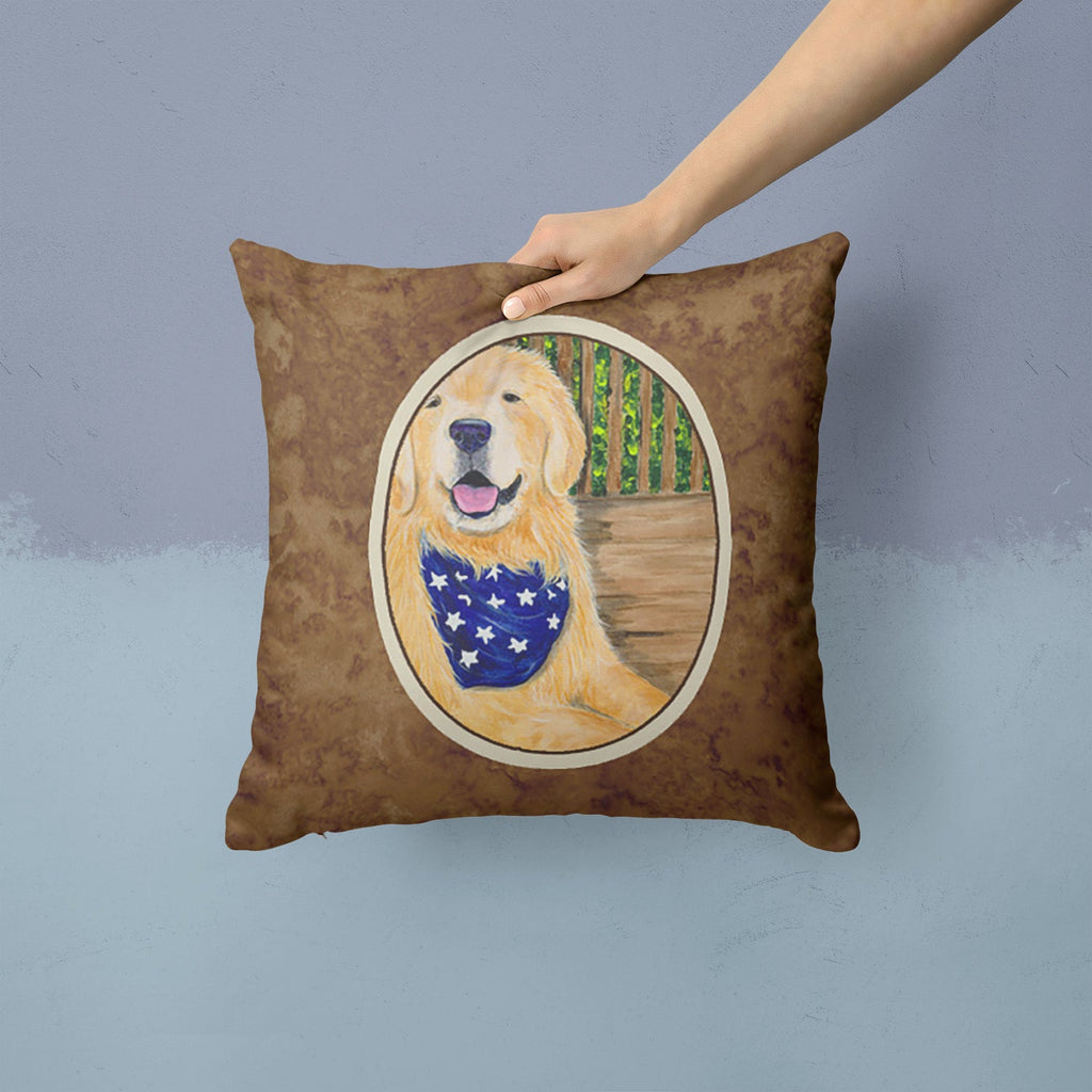 Golden Retriever Decorative Throw Pillow 14x14 Indoor Outdoor Accent Cushion, Fabric Cover with Insert for Sofa, Bed, Porch & Living Room