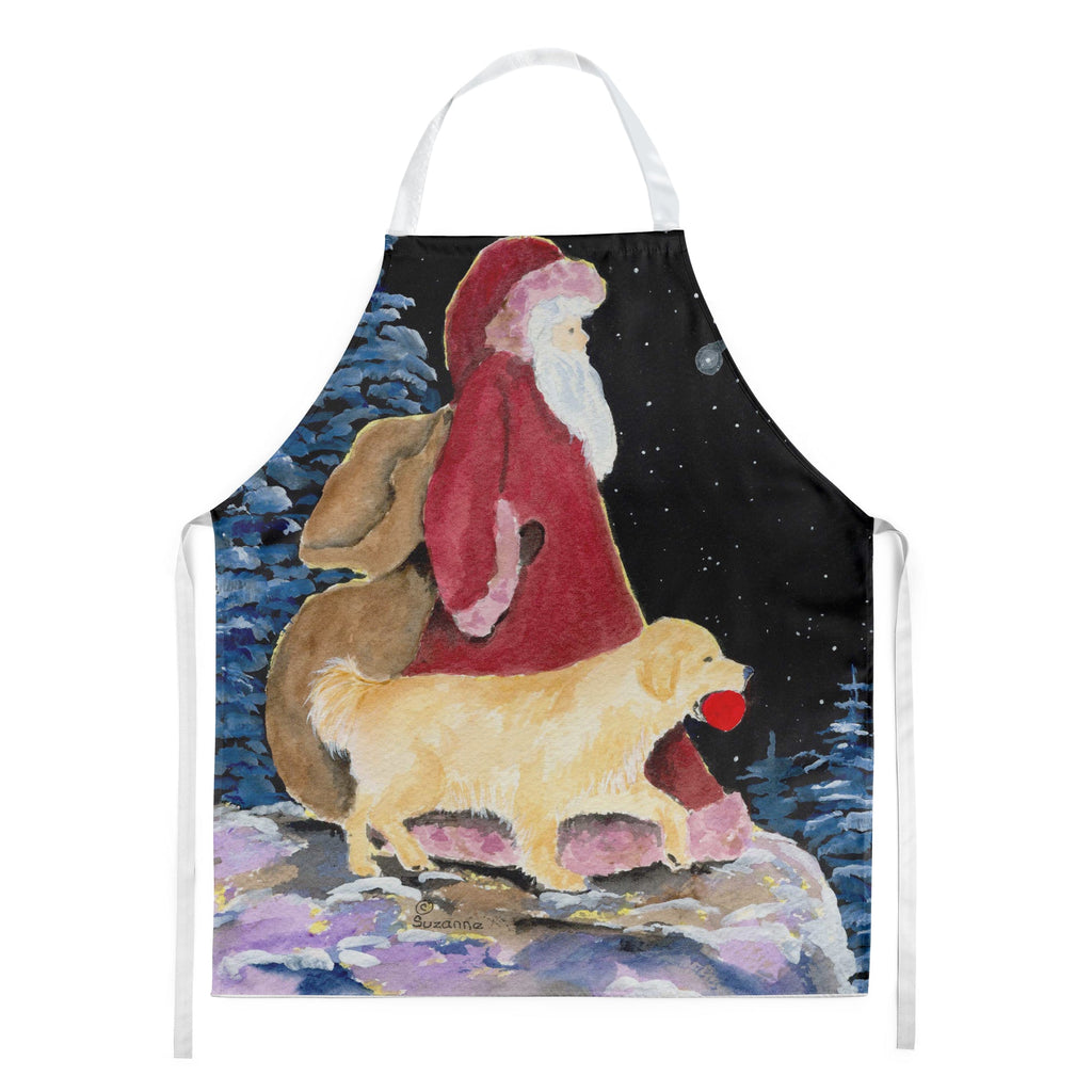 Santa Claus with  Golden Retriever Apron Cooking Kitchen Server Baking Crafts Gardening for Adult Women Men, Unisex, Large, Multicolor
