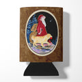 Santa Claus with  Golden Retriever Can or Bottle Hugger Cooler Sleeve for Standard 12 oz Cans, Insulated Foam Beer & Soda Can Hugger Reusable