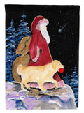Santa Claus with  Golden Retriever House Flag 28x40 Porch Sleeve Pole Decorative Outside Yard Banner Artwork Wall Hanging, Polyester