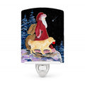 Santa Claus with  Golden Retriever Ceramic Night Light Compact, UL-Certified, Ideal for Bedroom, Bathroom, Nursery, Hallway, Kitchen, 6x4x3, Multicolor